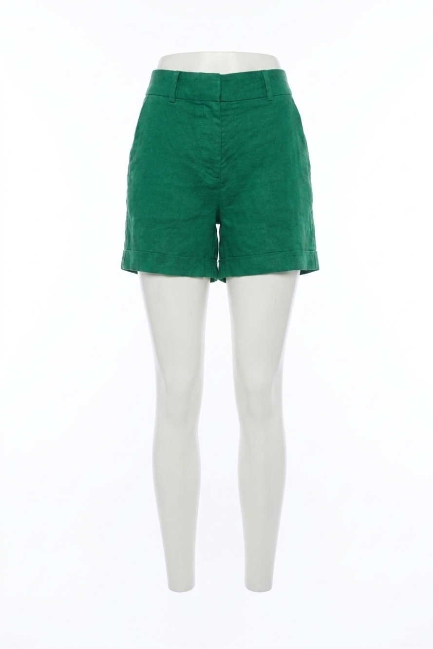 NEW DEAR JOHN DENIM tonya high rise linen shorts in galapagos green